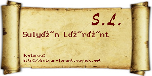 Sulyán Lóránt névjegykártya